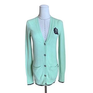 Y2K Rare Juicy Couture Logo Crest 100% Cashmere Knit Cardigan Jacket XS